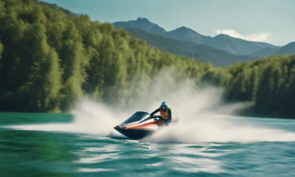 skiing behind jet boat