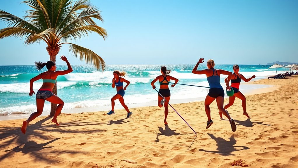 beach workout fun