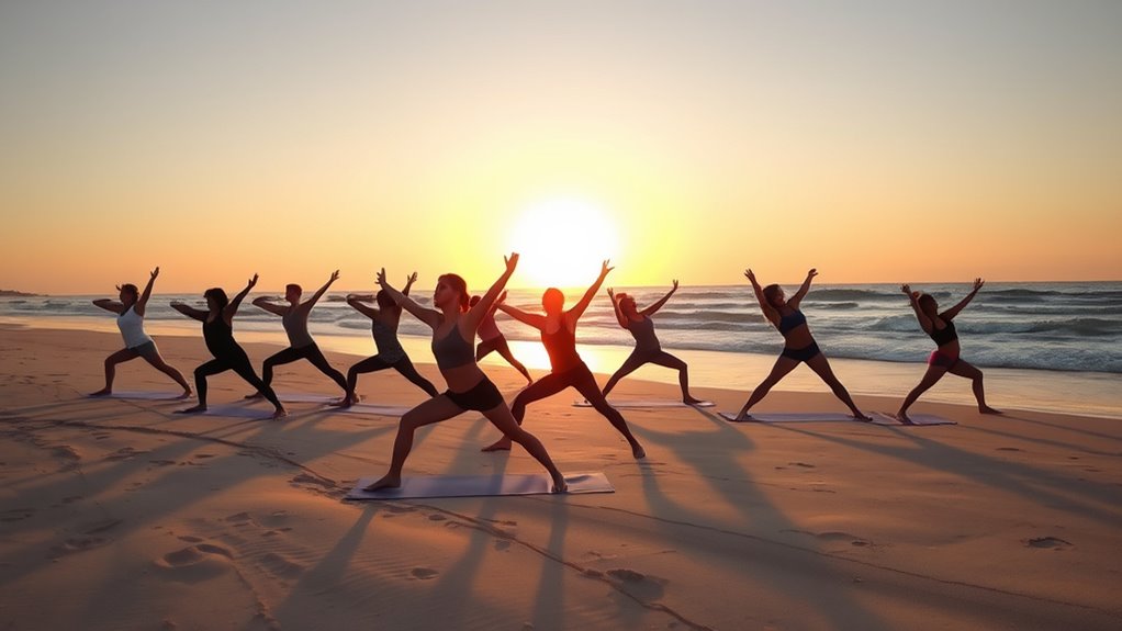 beach yoga builds strength
