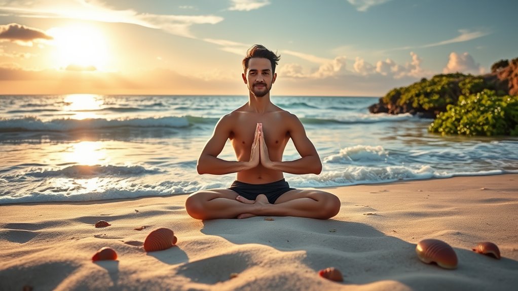 beach yoga fosters tranquility