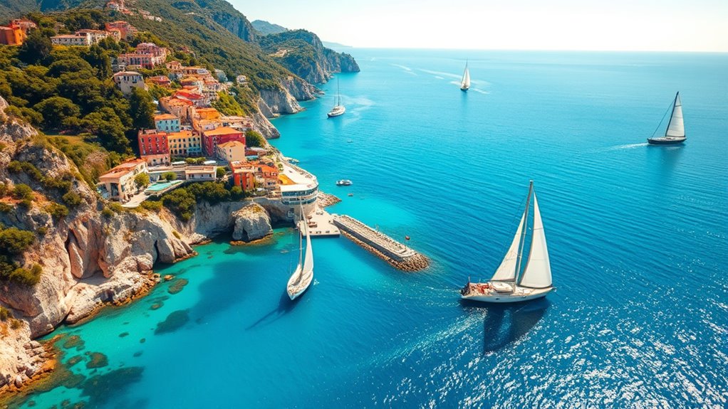 glamorous coastline with yachts
