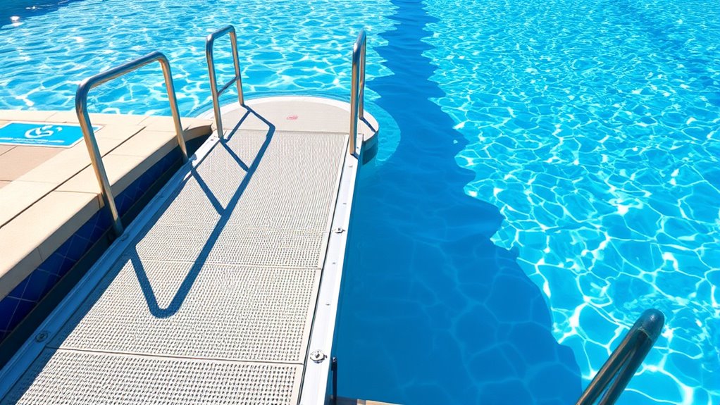 accessible slip resistant pool ramps
