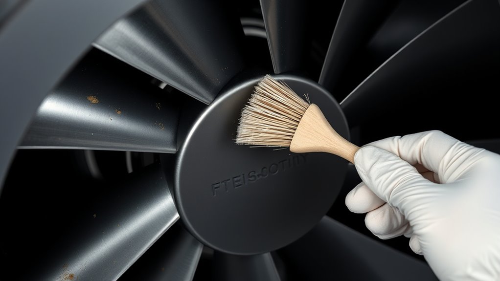 check fan blades for debris