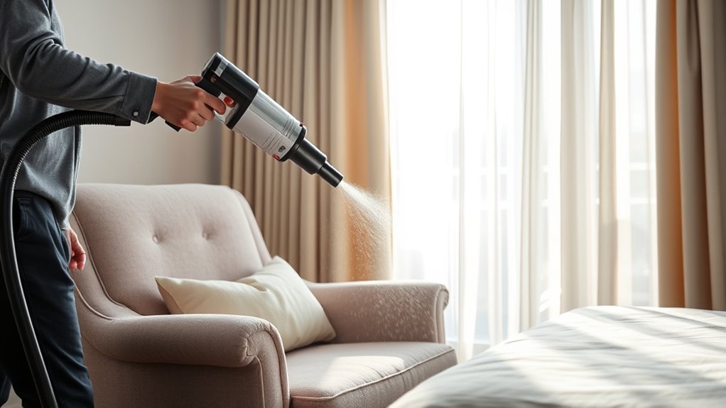 clean furniture and curtains