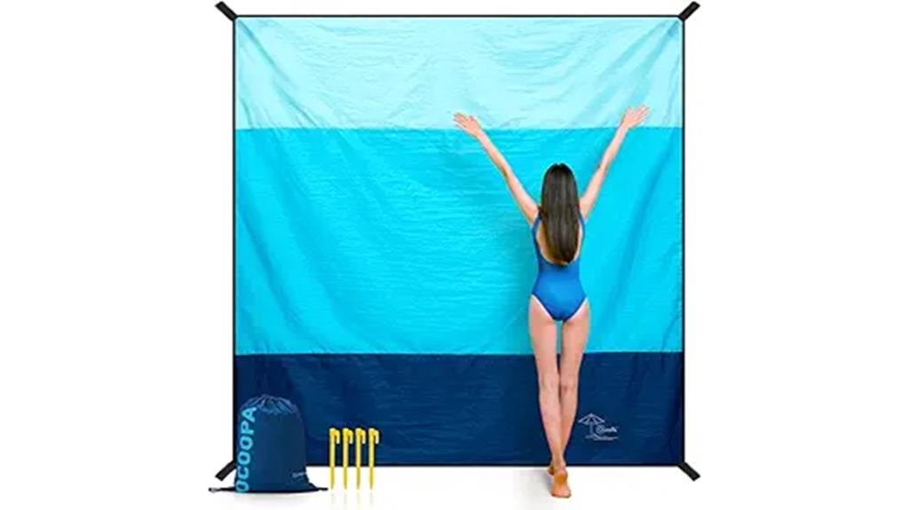 large beach blanket with stakes