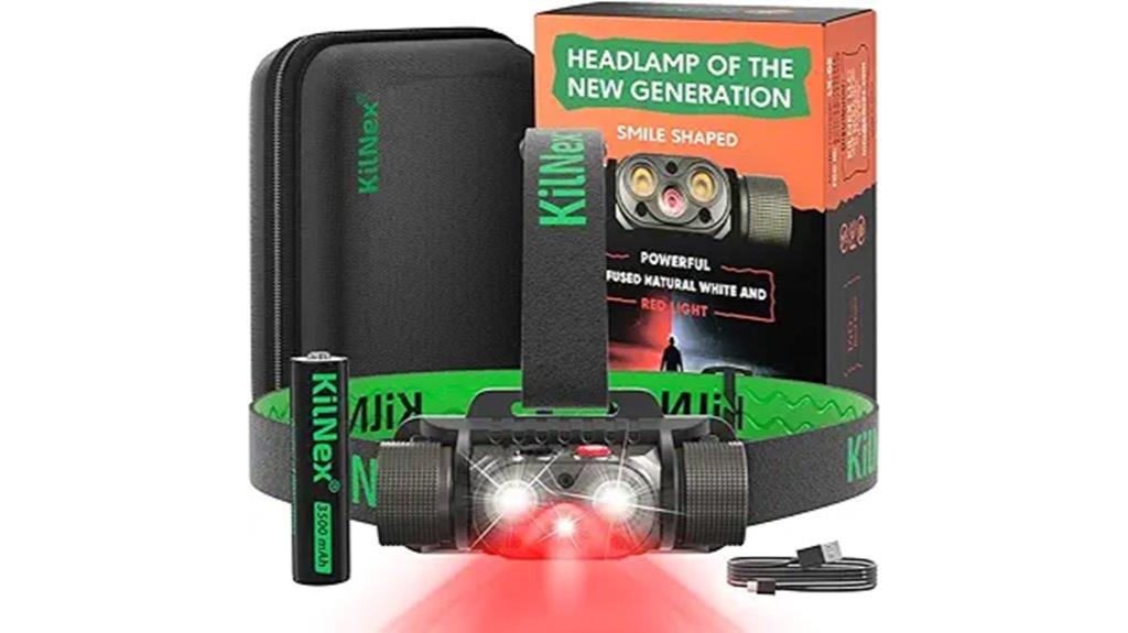 rechargeable waterproof red headlamp