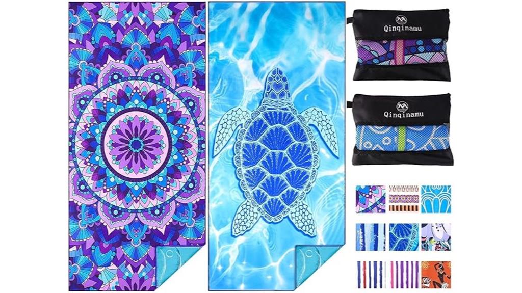 two microfiber beach towels