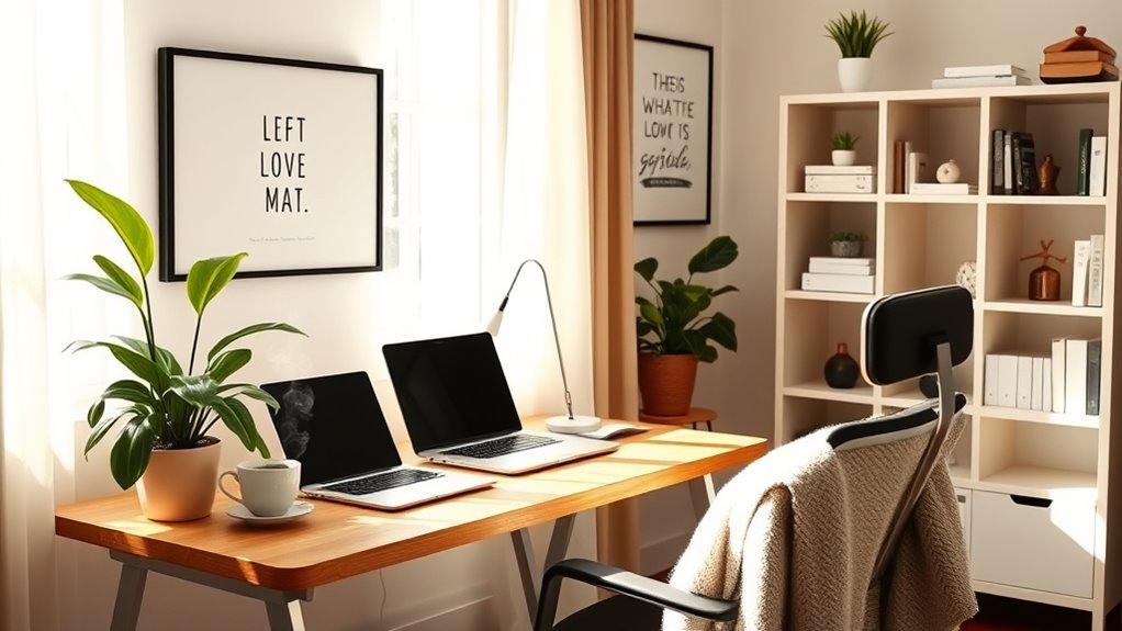 ergonomic well lit organized workspace