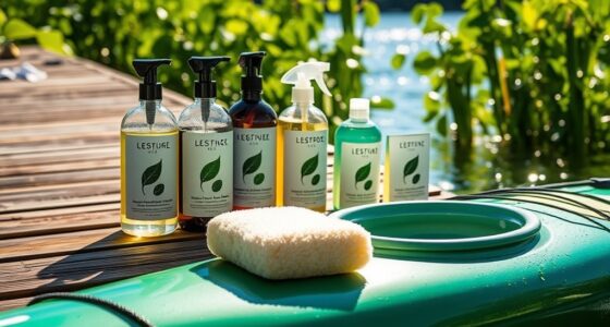 green watersport equipment cleaning