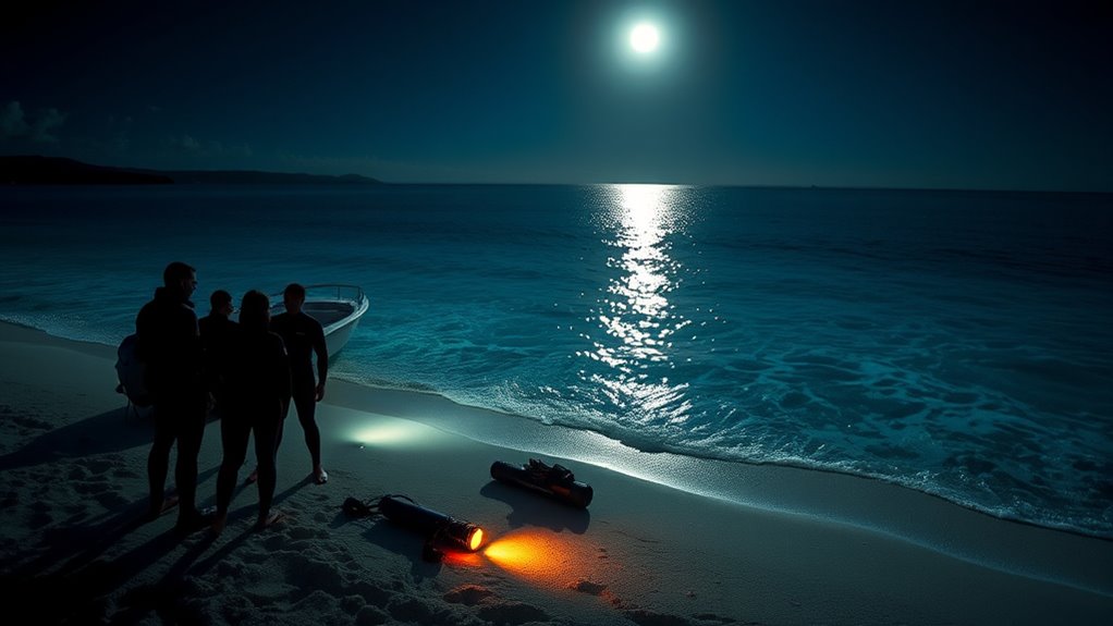 preparing for night diving