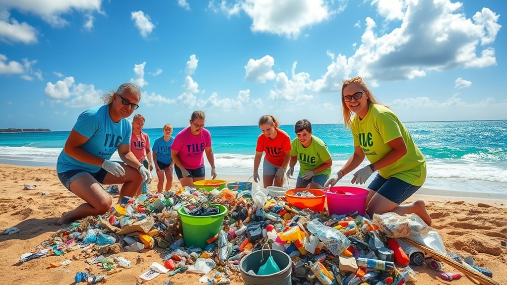 volunteer beach cleanup efforts