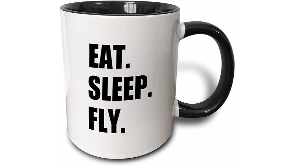 black mug eat sleep fly