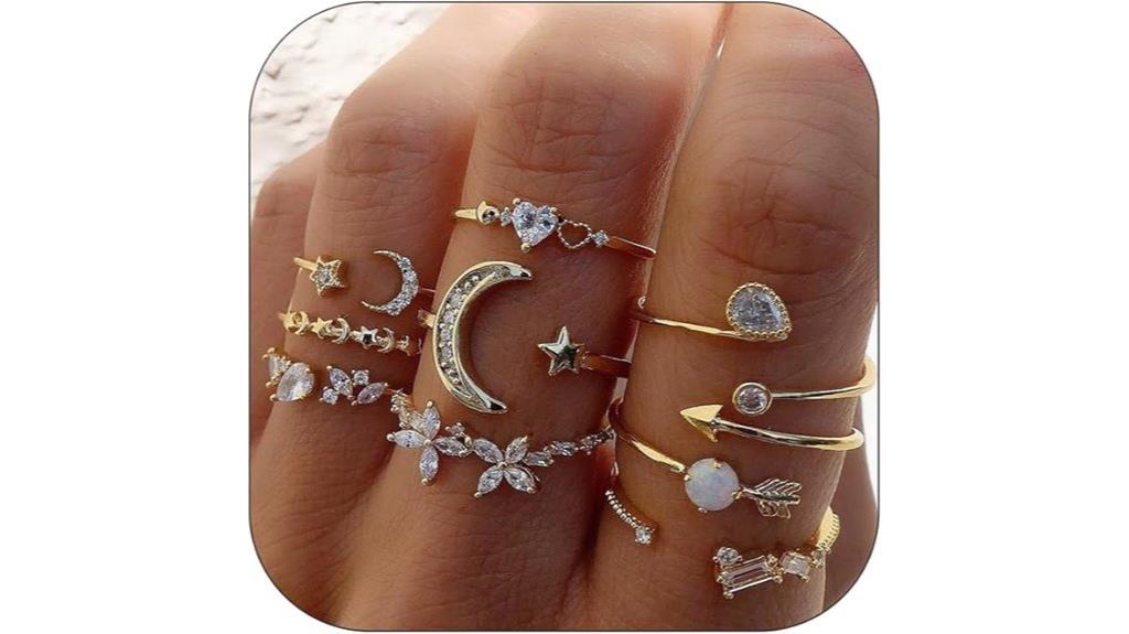 gold stackable boho rings