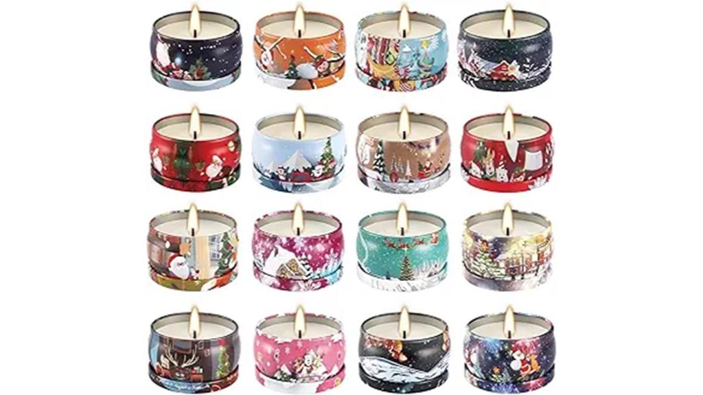 set of holiday scented candles