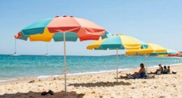 beach umbrellas with wind vents