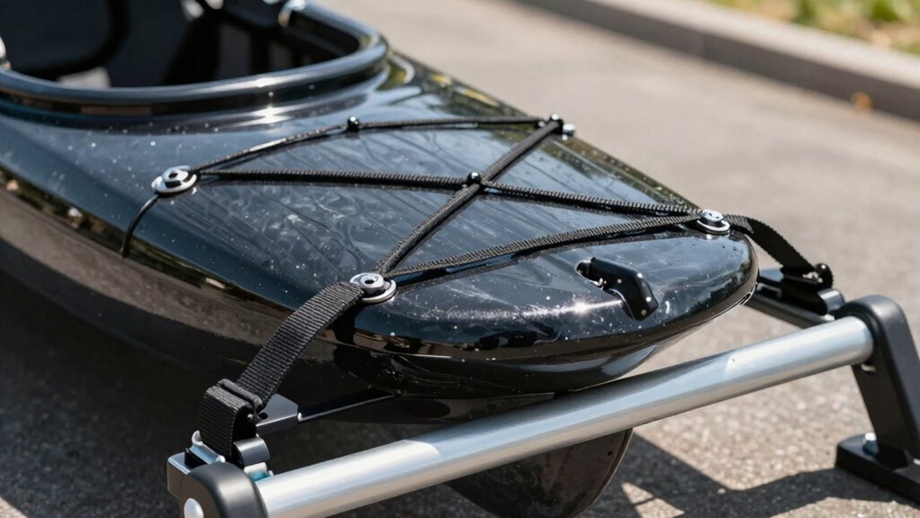 center kayak securely fastened