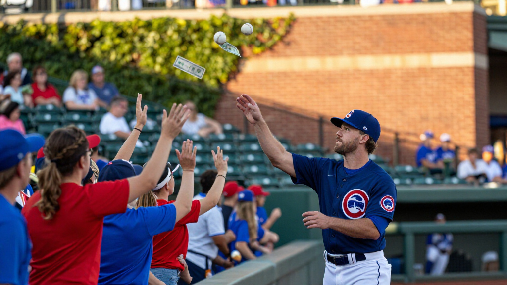 Chicago Cubs Outfielder Ian Happ Tossed A Ball To The Fans With $300 Wrapped Around It To Buy Beers For A Bunch Of Fans